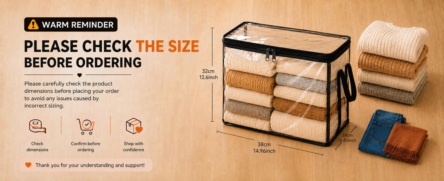 Clear Foldable Storage Bags - Large Transparent Closet & Moving Organizers