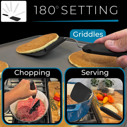 Adjustable Angle Spatula - Flexible Kitchen Turner with 2 Interchangeable Heads