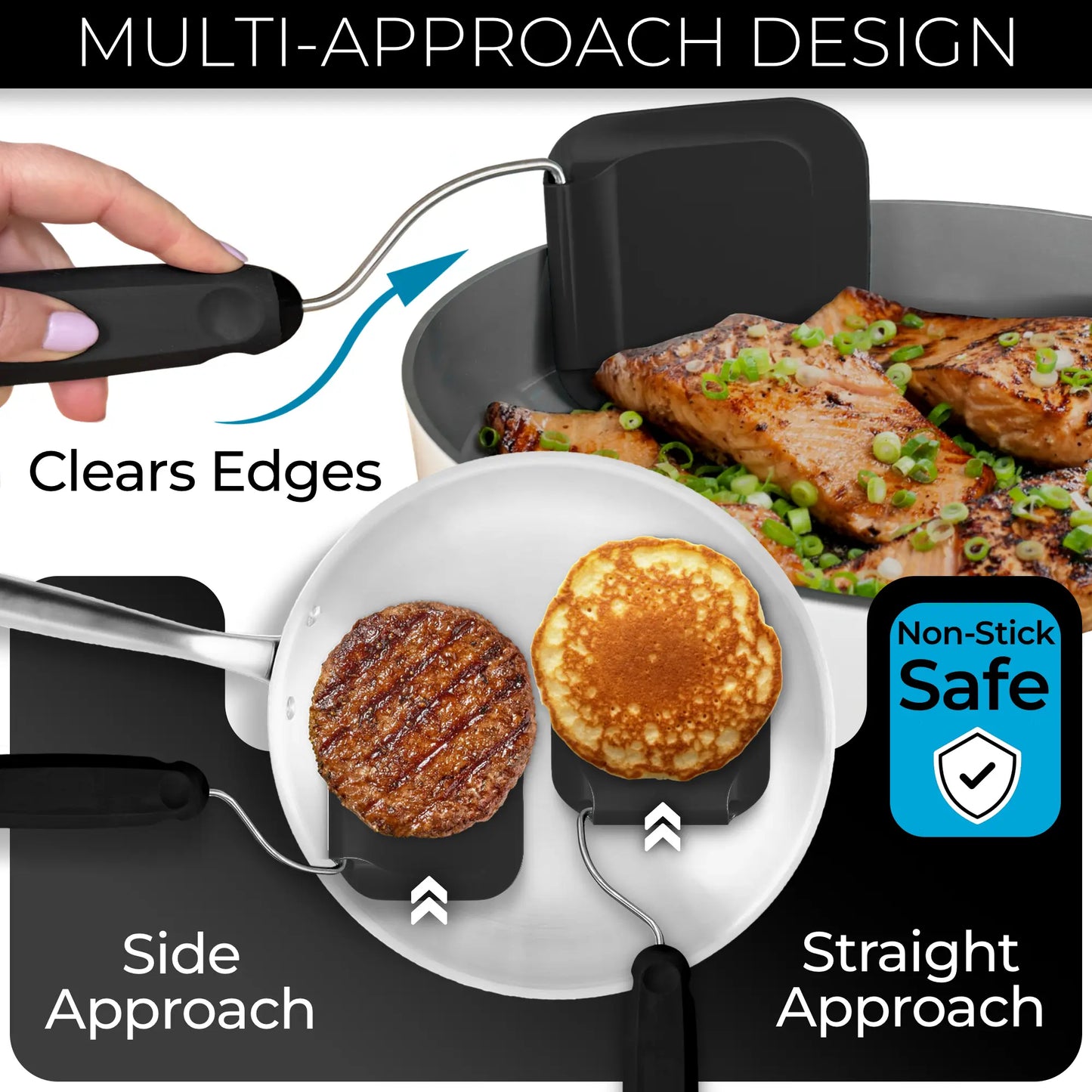 Adjustable Angle Spatula - Flexible Kitchen Turner with 2 Interchangeable Heads