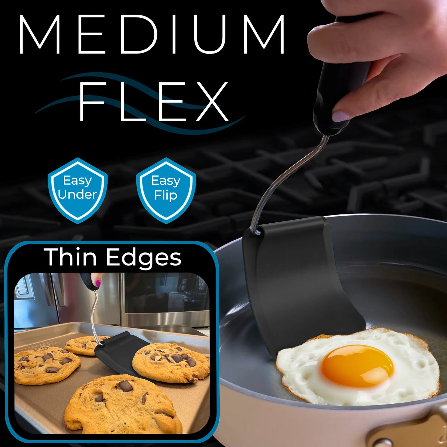 Adjustable Angle Spatula - Flexible Kitchen Turner with 2 Interchangeable Heads