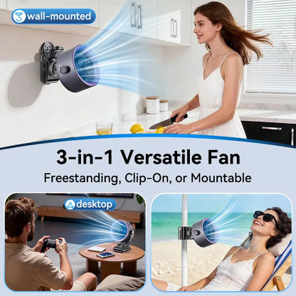 Rechargeable Clip-On Portable Fan - Flexible Tripod Fan for Car, Stroller & Desk