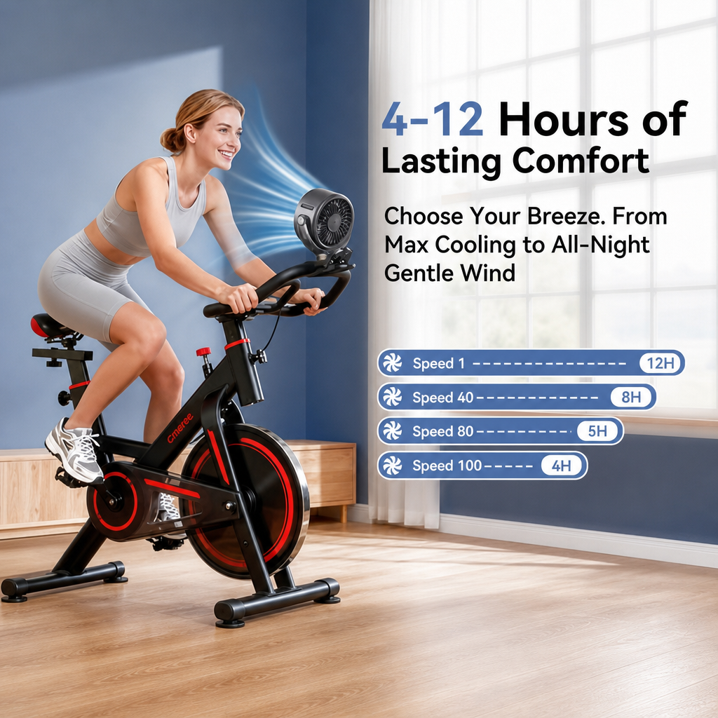 Rechargeable Clip-On Portable Fan - Flexible Tripod Fan for Car, Stroller & Desk