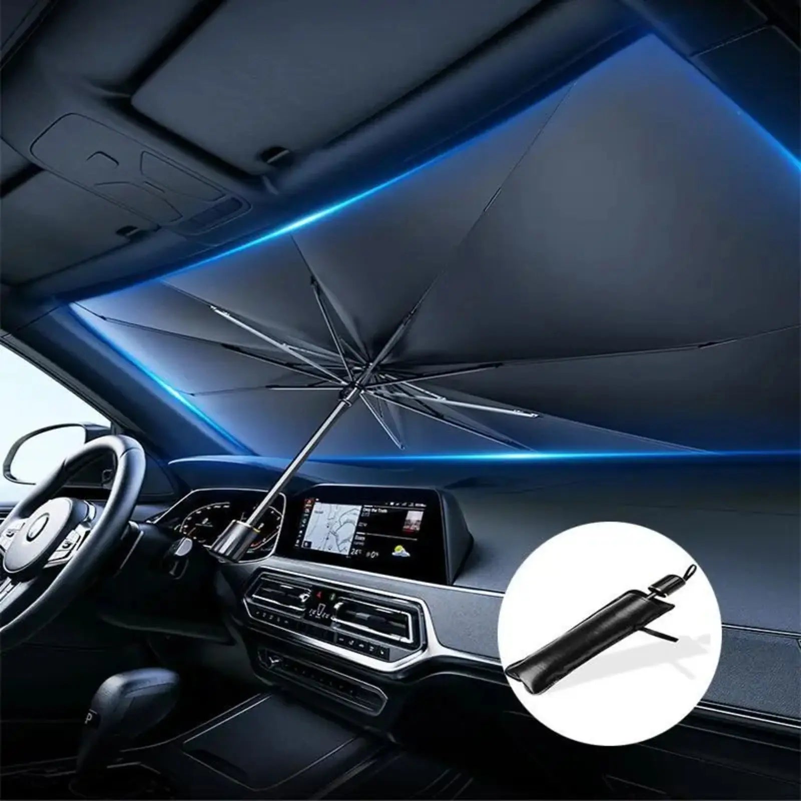 Foldable Car Windshield Sunshade Umbrella - Portable UV Blocking Car Cooling Shade