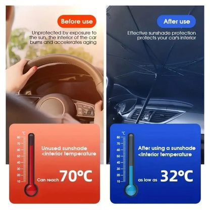 Foldable Car Windshield Sunshade Umbrella - Portable UV Blocking Car Cooling Shade