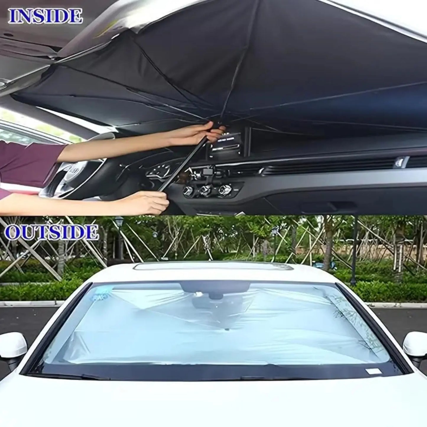 Foldable Car Windshield Sunshade Umbrella - Portable UV Blocking Car Cooling Shade