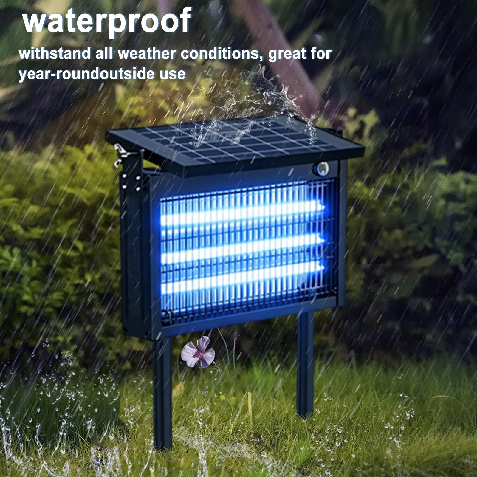 Mosquito Forcefield - Solar Powered Bug Zapper for Mosquitos, Flies, Wasps, Fruit Flies