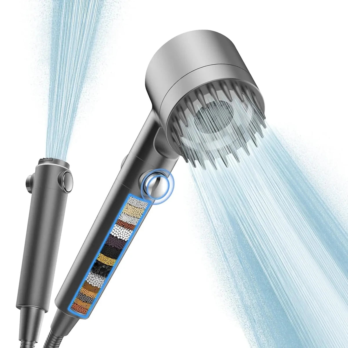 FEELSO High-Pressure Filtered Handheld Shower Head - 4-Setting Spray Set