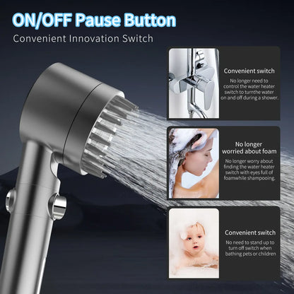 FEELSO High-Pressure Filtered Handheld Shower Head - 4-Setting Spray Set