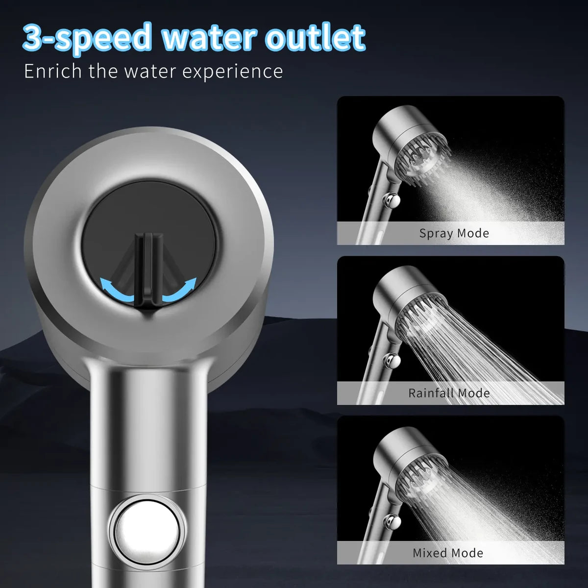 FEELSO High-Pressure Filtered Handheld Shower Head - 4-Setting Spray Set