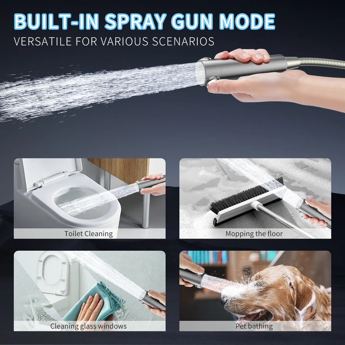FEELSO High-Pressure Filtered Handheld Shower Head - 4-Setting Spray Set