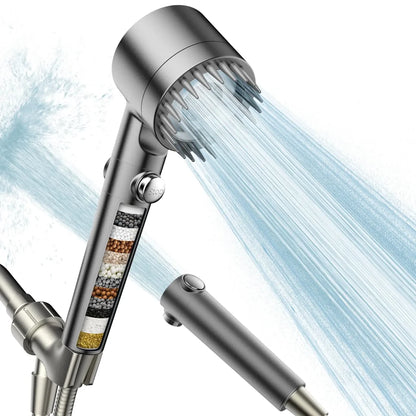 FEELSO High-Pressure Filtered Handheld Shower Head - 4-Setting Spray Set