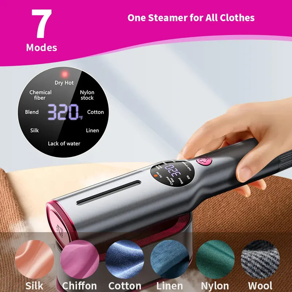 Dr.Flash Portable Garment Steamer - 7-Mode Travel Clothes Steamer Iron
