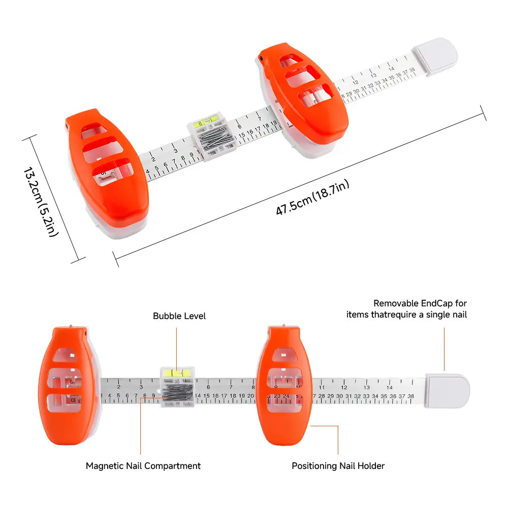 Professional Picture Hanging Tool - Wall Frame Alignment Level & Ruler Kit