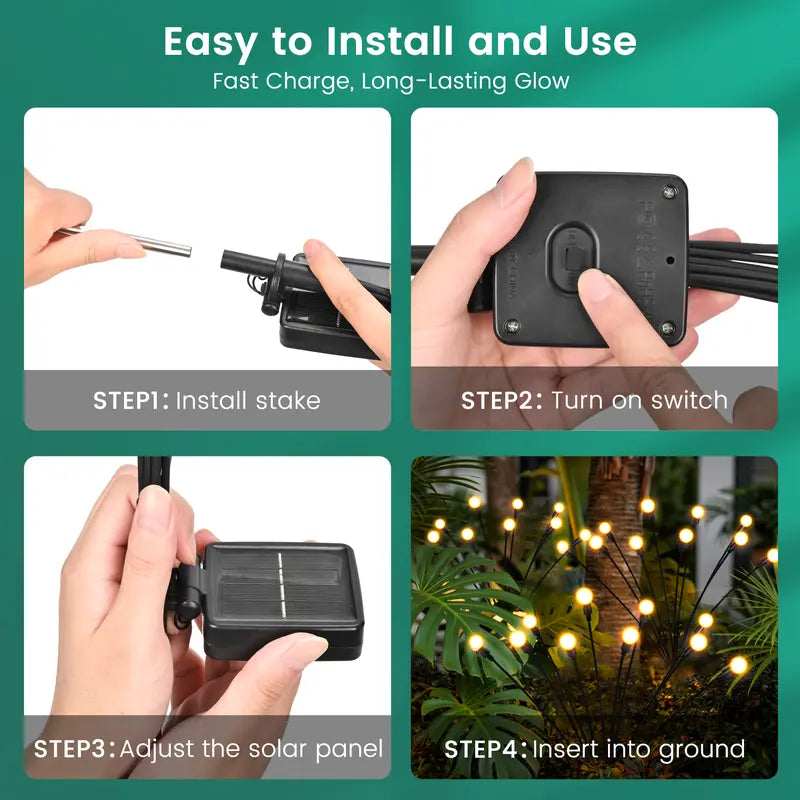Solar Firefly Garden Lights - Waterproof Swaying Outdoor Yard Lights
