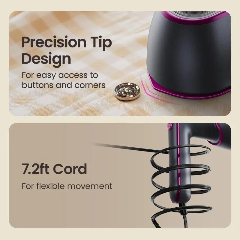Handheld Garment Steamer - Portable Travel Iron for Clothes & Fabrics