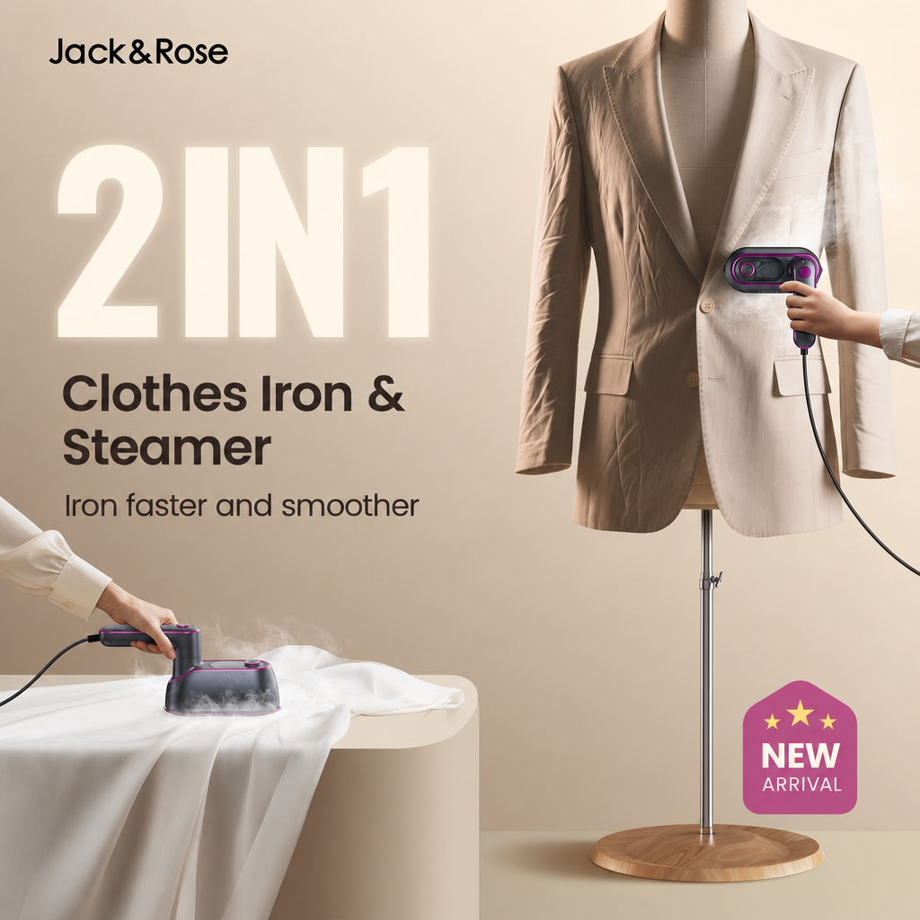 Handheld Garment Steamer - Portable Travel Iron for Clothes & Fabrics