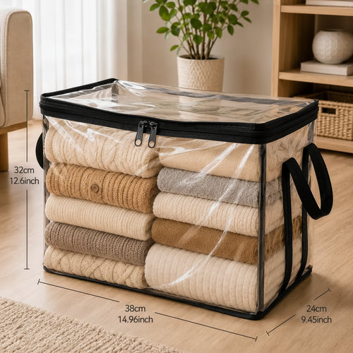 Clear Foldable Storage Bags - Large Transparent Closet & Moving Organizers