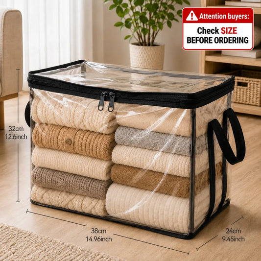 Clear Foldable Storage Bags - Large Transparent Closet & Moving Organizers