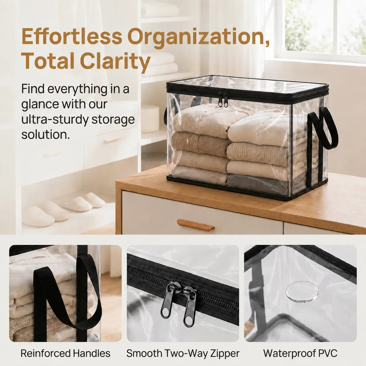 Clear Foldable Storage Bags - Large Transparent Closet & Moving Organizers