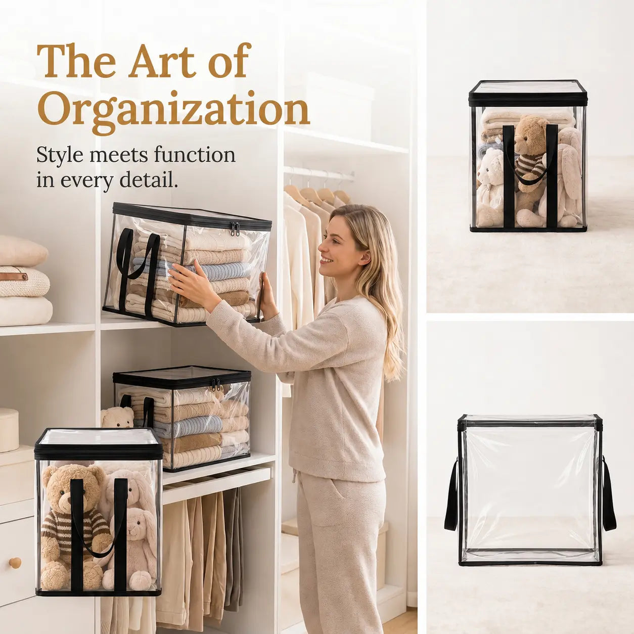Clear Foldable Storage Bags - Large Transparent Closet & Moving Organizers