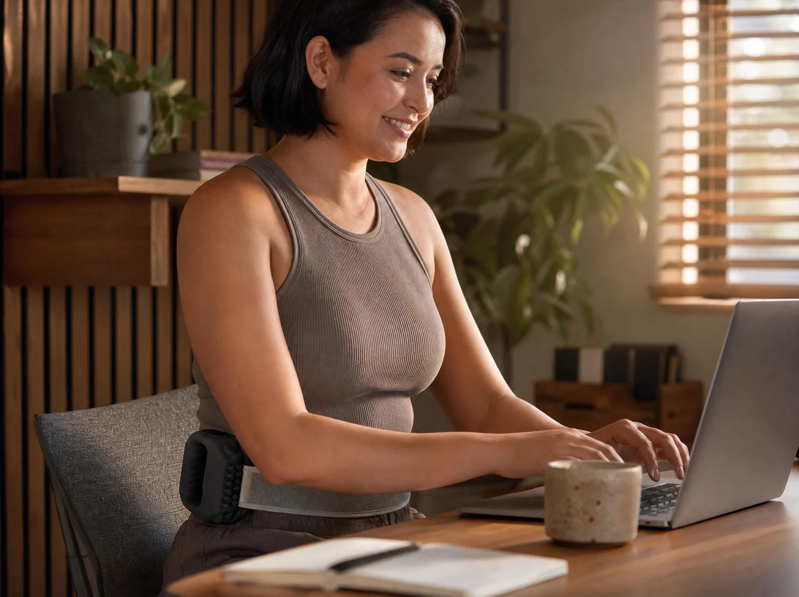 Wearing the R10 while working at a desk